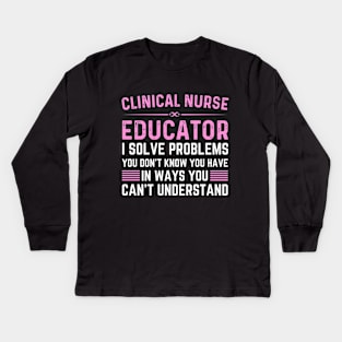 Funny vintage women clinical nurse educator Kids Long Sleeve T-Shirt